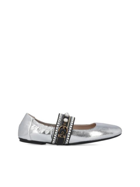 PINKO pearl-embellished buckle ballet flats
