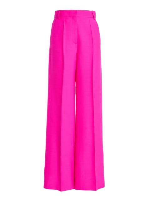 Valentino Crepe Couture Straight-Leg Pants pink
