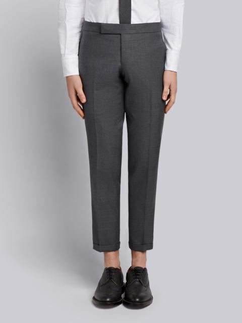Dark Grey Solid Wool Twill Engineered Stripe Side Seam Skinny Trouser