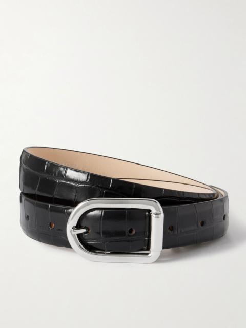 DÉHANCHE Mija croc-effect leather belt Black