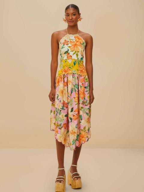 FARM RIO Guaragarden Euroflax™ Premium Linen Sleeveless Midi Dress