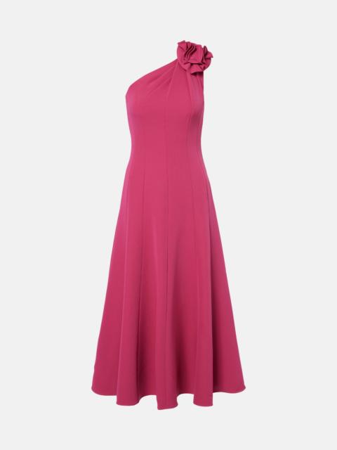 ROLAND MOURET Floral-appliqué one-shoulder cocktail dress