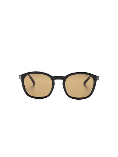 tortoiseshell-effect round-frame sunglasses