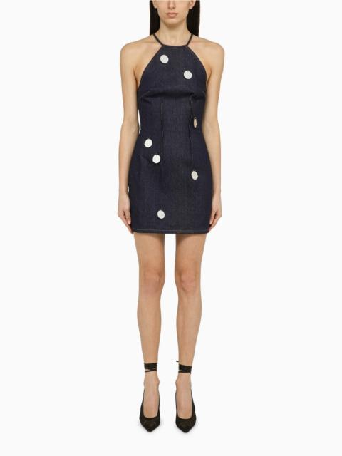 David Koma Blue denim mini dress with mirrors