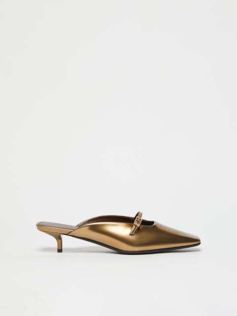 Max Mara METALSLIDE Laminated leather mules