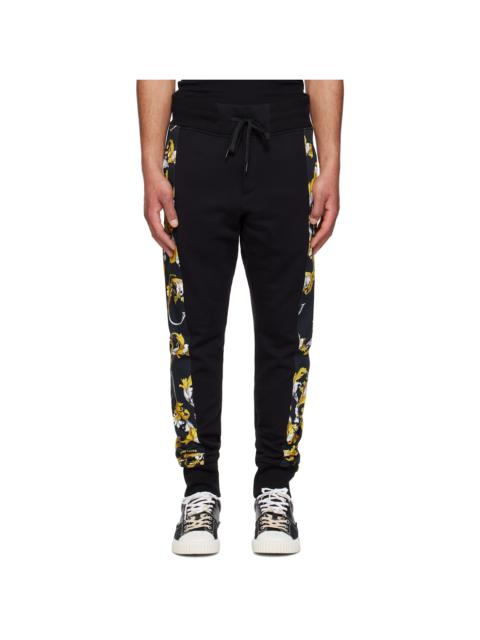 VERSACE JEANS COUTURE Black Graphic Trim Sweatpants