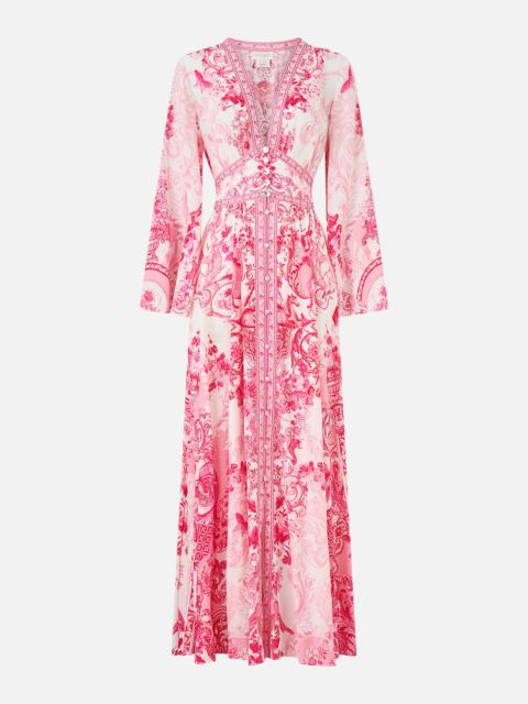 CAMILLA KIMONO SLEEVE DRESS WITH SHIRRING DETAIL LIVIN LA VIDA ROSA