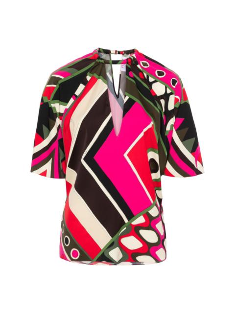 PUCCI Vivara-print V-neck blouse