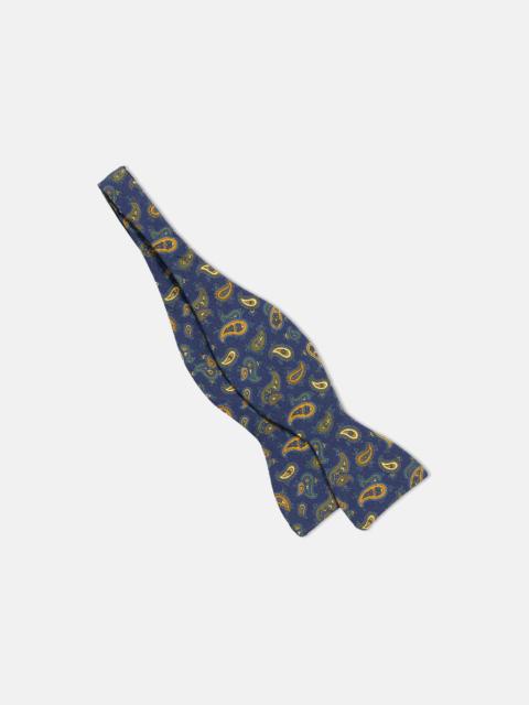 J. PRESS MADE-IN-ENGLAND NAVY & YELLOW PAISLEY IRISH POPLIN BOW TIE