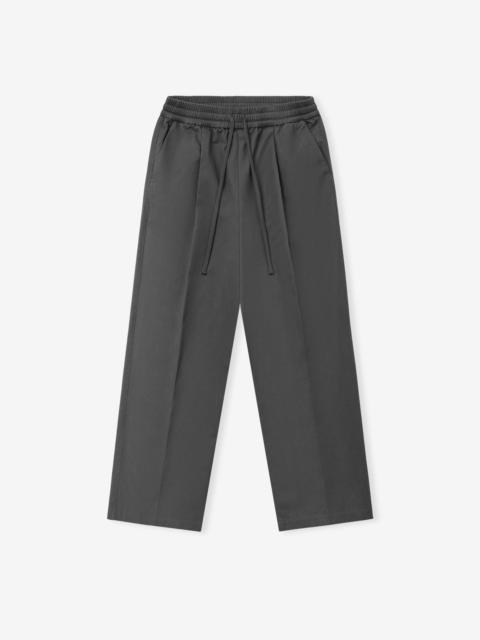 ESSENTIALS Cotton Twill Pleat Front Drawstring Pant