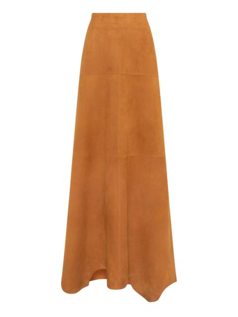 GABRIELA HEARST Talor Raw Cut Maxi Skirt in Cashew Suede