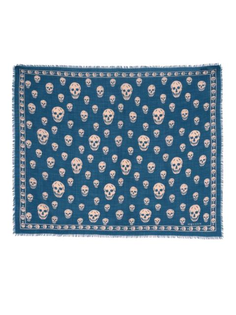 Alexander McQueen Women's Skull Wool Scarf - Workers Blue