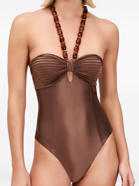 DEVON WINDSOR Leighton beaded halterneck swimsuit
