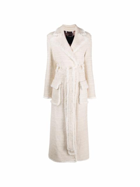 PHILIPP PLEIN belted-waist bouclé coat