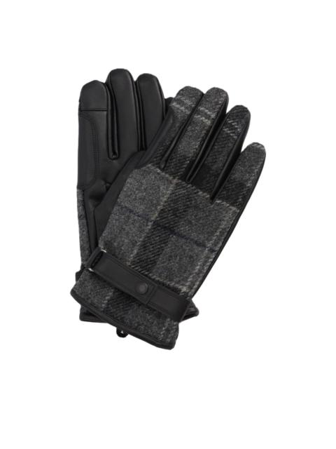 Barbour leather-panelled tweed gloves