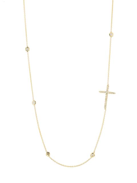 ROBERTO COIN Women's Tiny Treasures 18K Gold & 0.20 TCW Diamond Side Cross Necklace - Yellow Gold