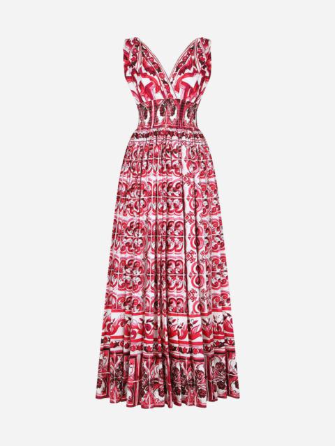 Dolce & Gabbana Long Majolica-print poplin dress