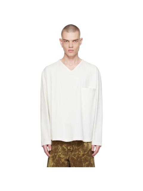 Lemaire Off-White V-Neck Long Sleeve T-Shirt