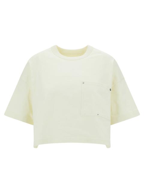 Bottega Veneta Bottega Veneta Women White Crop T-Shirt With Patch Pockets In Cotton Woman
