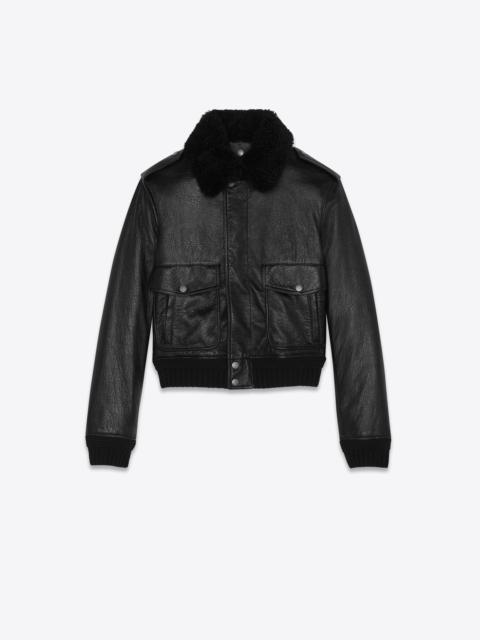 SAINT LAURENT bomber jacket in leather and shearling | REVERSIBLE