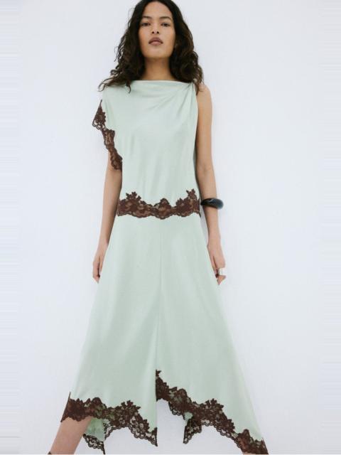 De La Vali ADRIANA MIDI DRESS IN MINT GREEN DOUBLE SATIN
