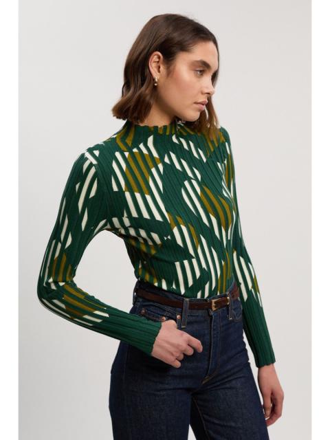 KAREN MILLEN Geo Jacquard Knit Long Sleeve Top