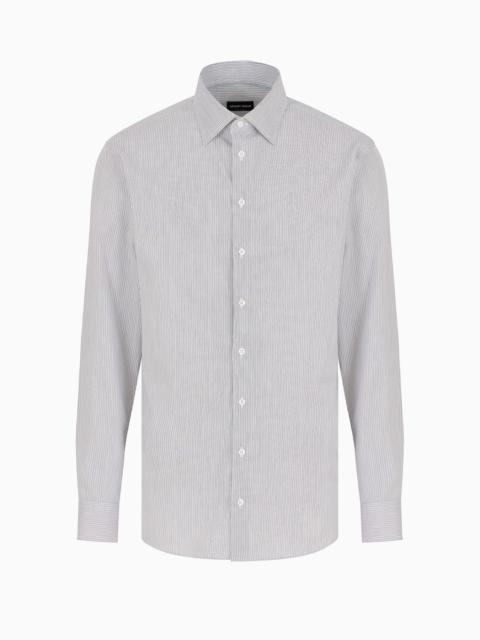 Regular-fit shirt in striped cotton