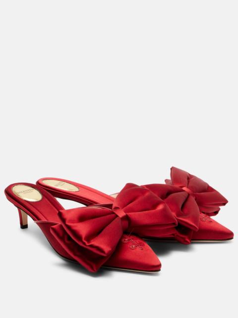 Yolande 45 bow-trimmed satin mules
