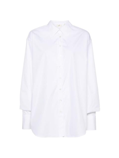 crinkled-sleeve cotton shirt