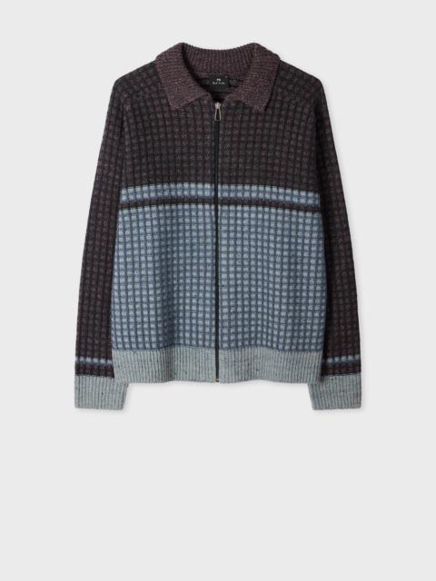 Paul Smith Grey and Blue Cotton-Blend Zip Cardigan