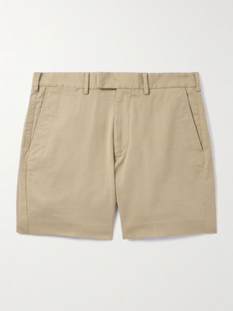 TOM FORD Straight-Leg Pleated Stretch-Cotton Twill Shorts Tan