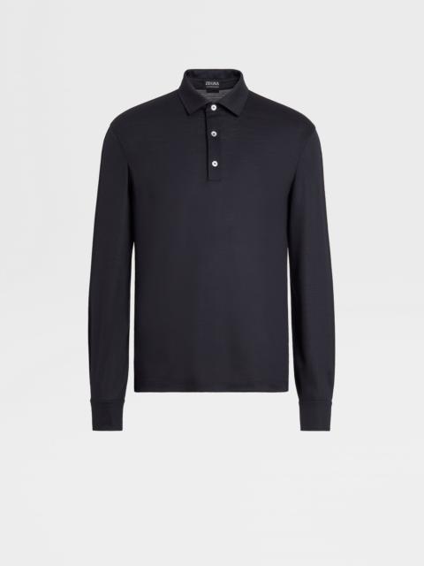 ZEGNA NAVY BLUE HIGH PERFORMANCE™ LONG-SLEEVE POLO