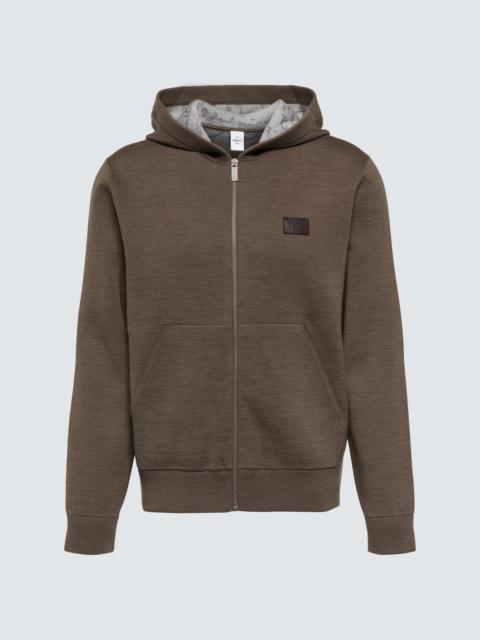 Zip-up wool blend hoodie