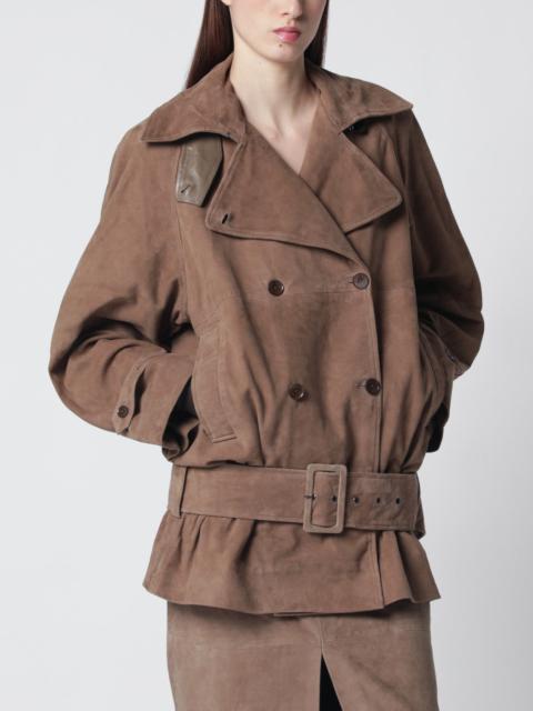 ROTATE Oversized brown suede jacket