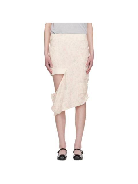 OPEN YY Off-White Floral Blankie Midi Skirt