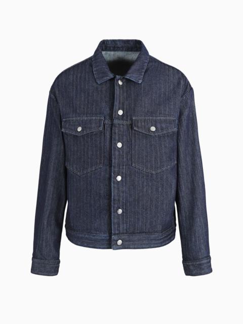 Denim Collection chevron cotton denim blouson