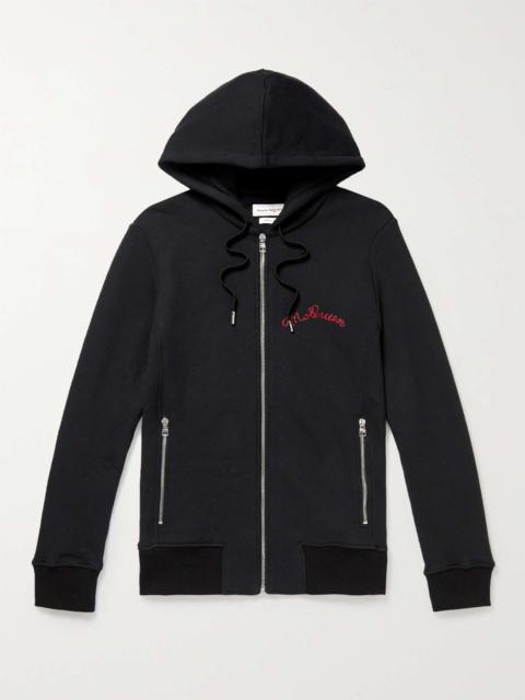 Alexander McQueen Slim-Fit Logo-Embroidered Loopback Cotton-Jersey Hoodie