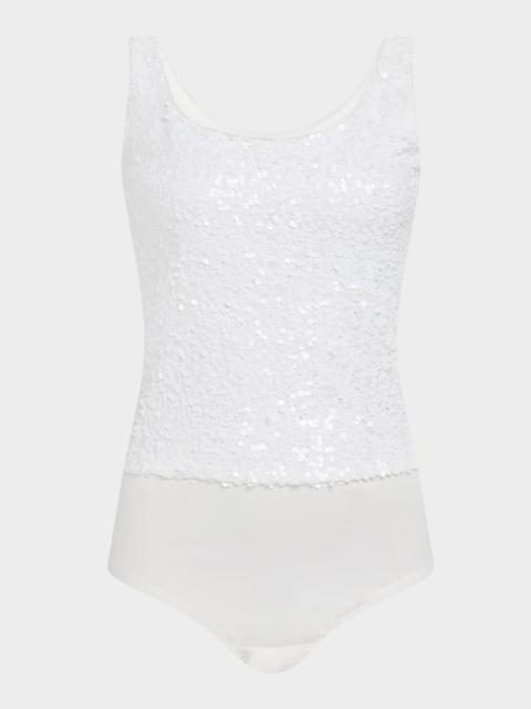 GENERATION LOVE Dina Sequined Scoop-Neck Bodysuit