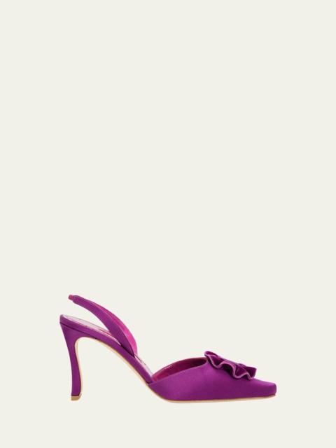 Manolo Blahnik 90mm Caulosli Satin Slingback Pumps