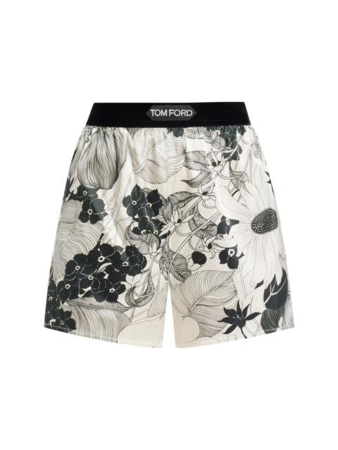 TOM FORD logo-waistband floral-print shorts