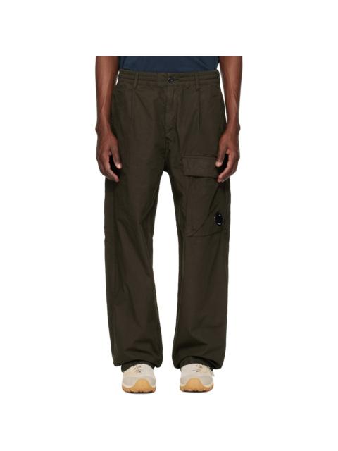 C.P. Company Khaki Micro-Reps Boxy Leg Pocket Lens Cargo Pants
