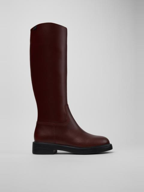 CAMPER Dean Burgundy Leather High Boots for Women.