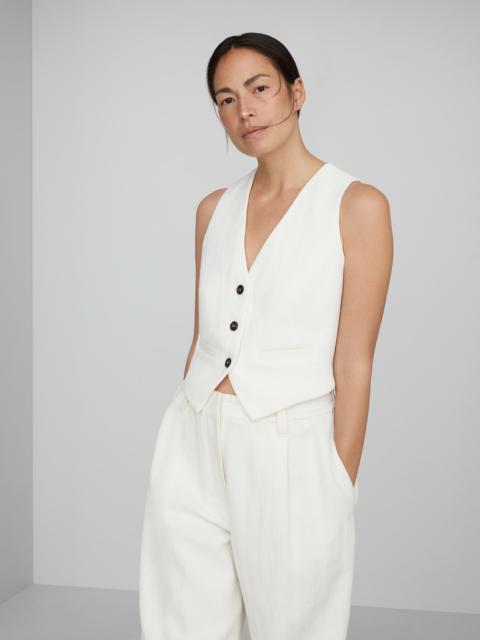 Brunello Cucinelli Cotton and linen chevron waistcoat with monili