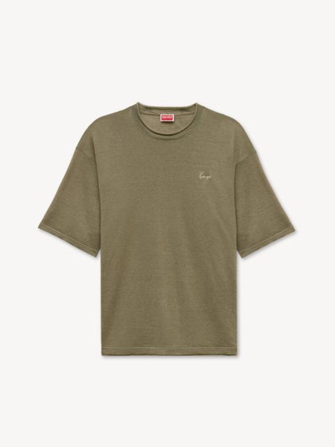 KENZO 'KENZO Signature' embroidered light T-shirt in linen cotton