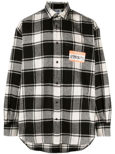 VETEMENTS logo-appliqué plaid shirt