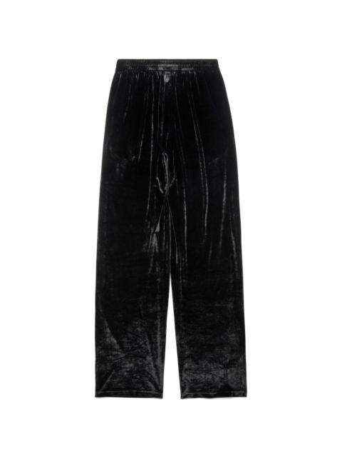 BALENCIAGA velvet-effect straight-leg trousers