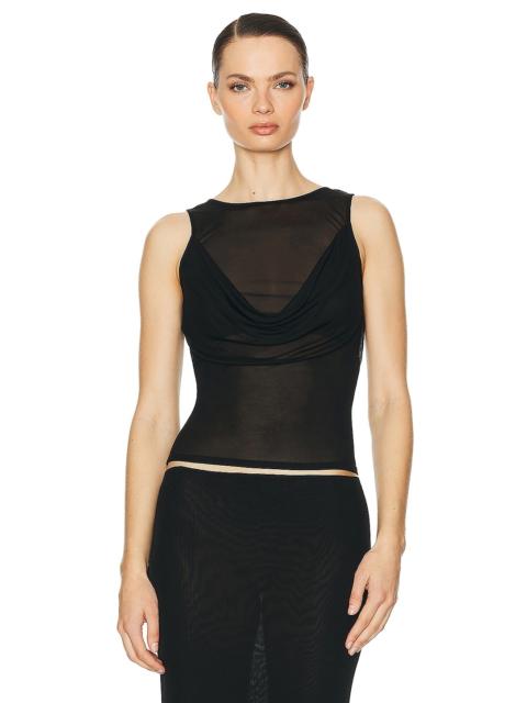 HELSA Sheer Knit Draped Top