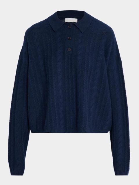SABLYN Elsie Cable-Knit Cashmere Polo Sweater