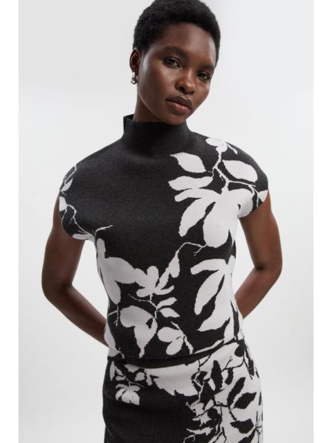 KAREN MILLEN Jacquard Floral Knitted Top
