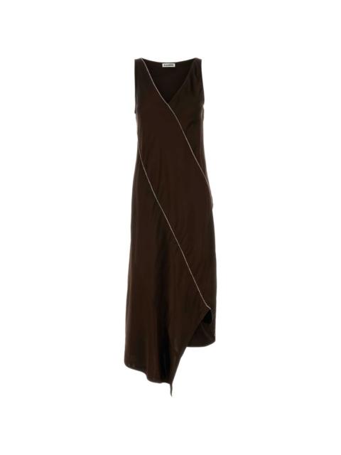 Jil Sander brown asymmetric hem dress
